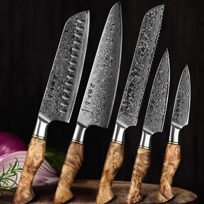 HEZHEN Master Damascus Knife Set