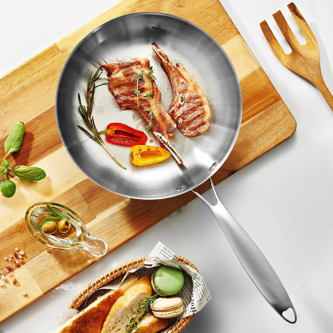 Stainless Steel Stir-Fry Pan