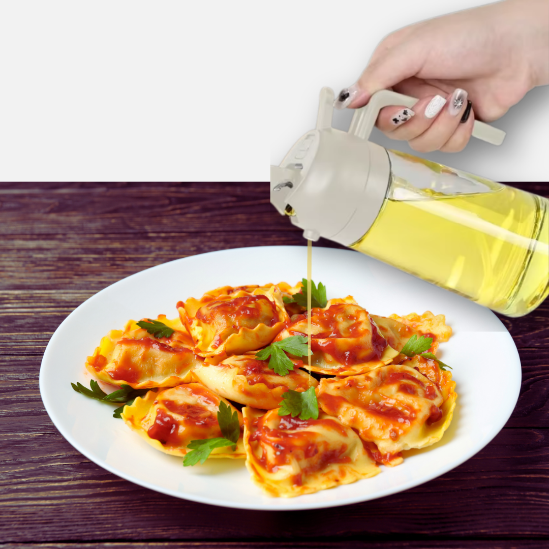 Oil Spray Glass Bottle Dispenser - 2 in 1