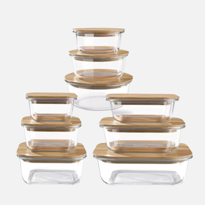 Bamboo Wooden Lid Glass Containers