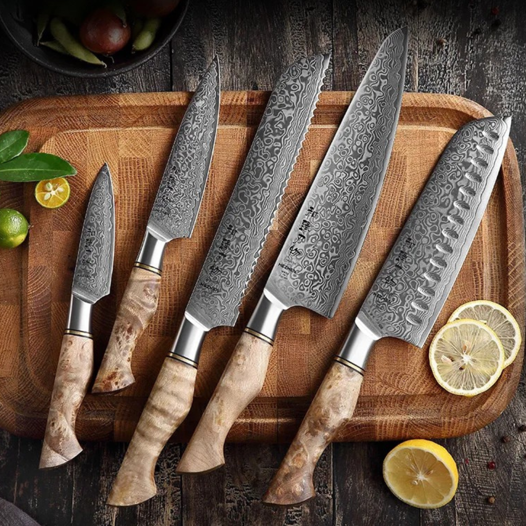 HEZHEN Master Damascus Knife Set
