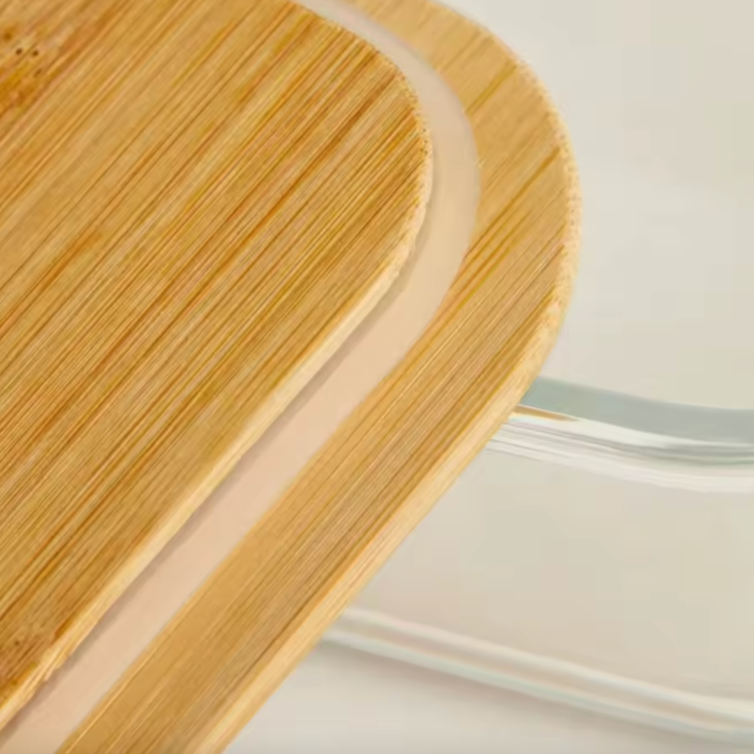 Bamboo Wooden Lid Glass Containers