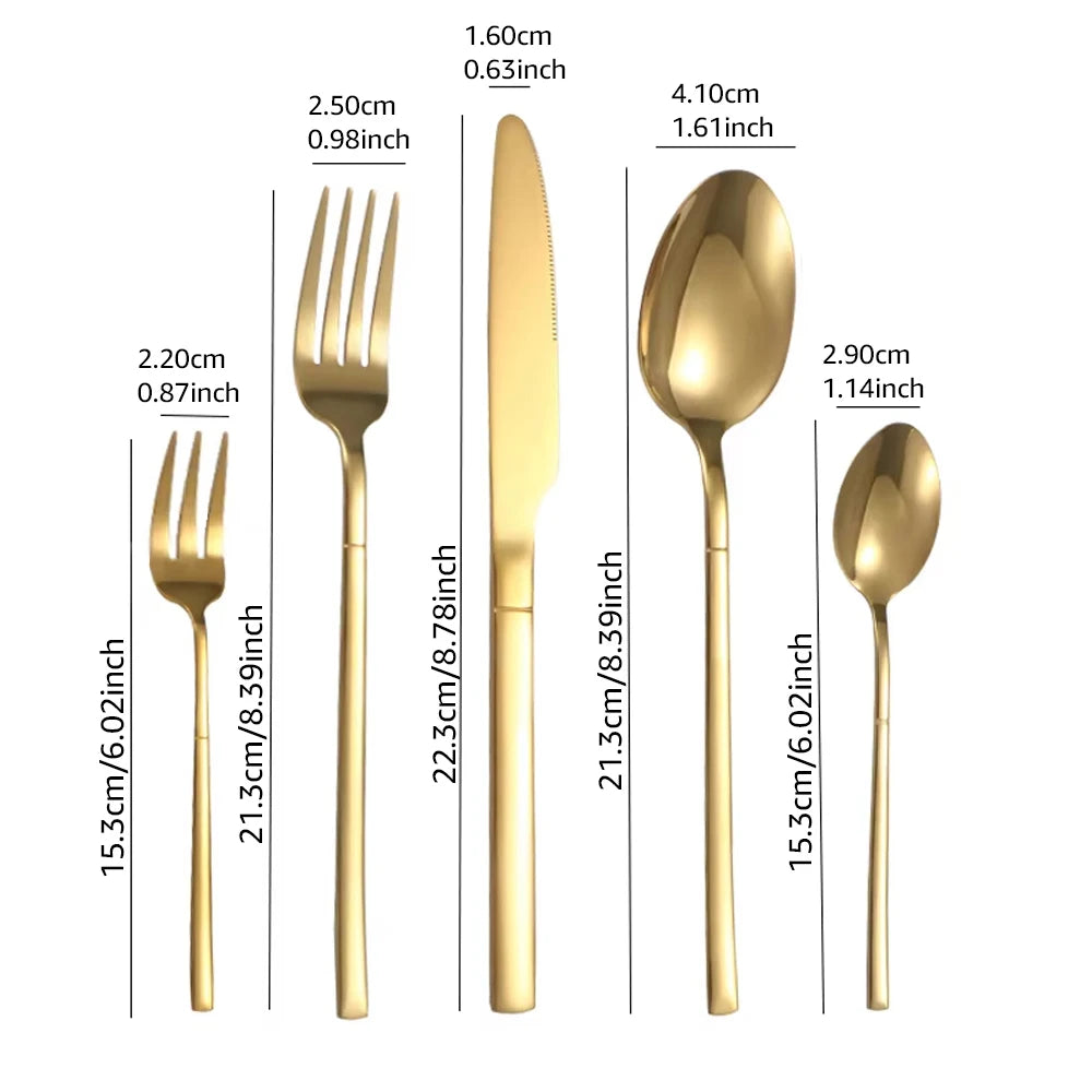 Golden Cutlery Set Stainless Steel