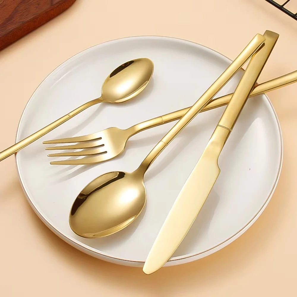 Golden Cutlery Set Stainless Steel