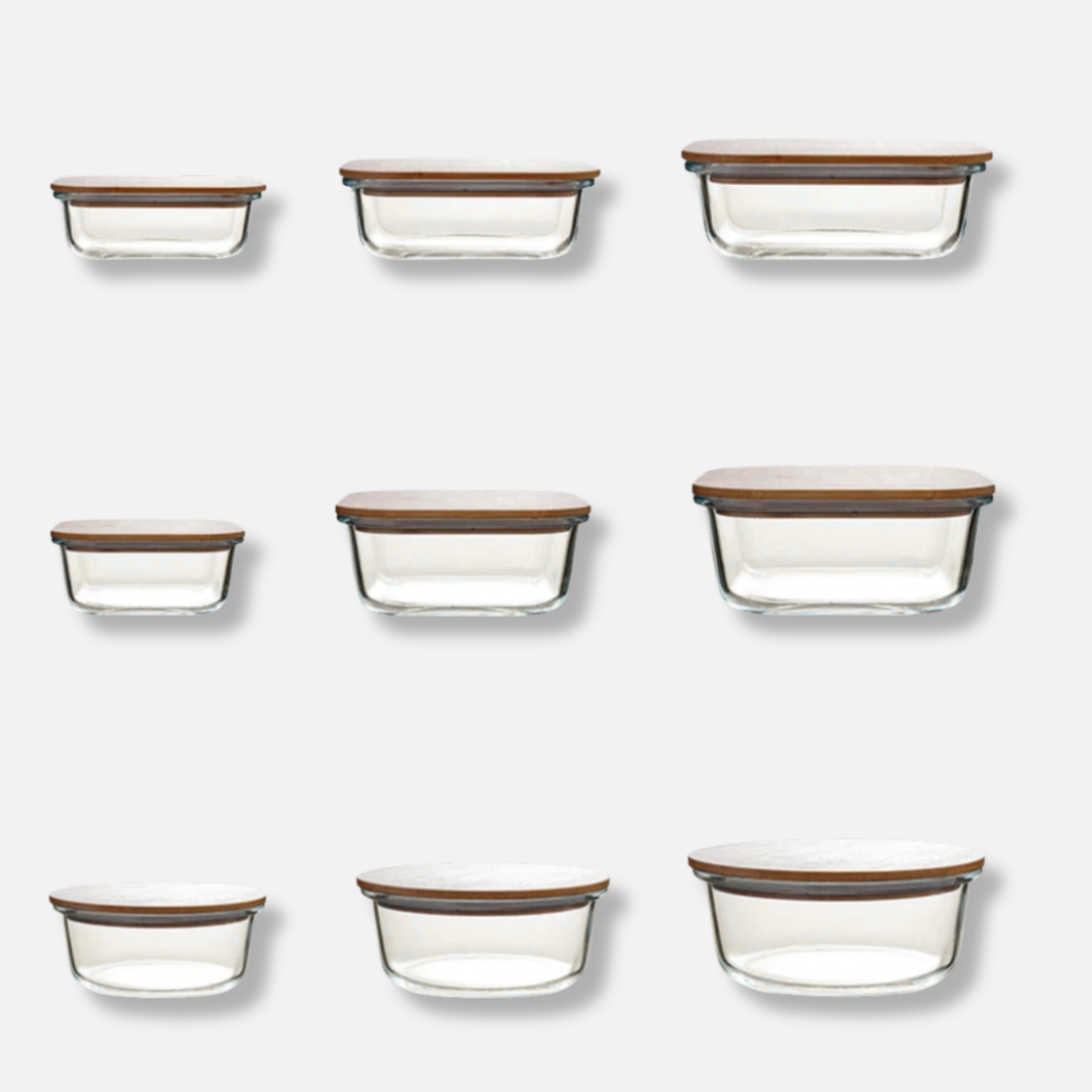 Bamboo Wooden Lid Glass Containers