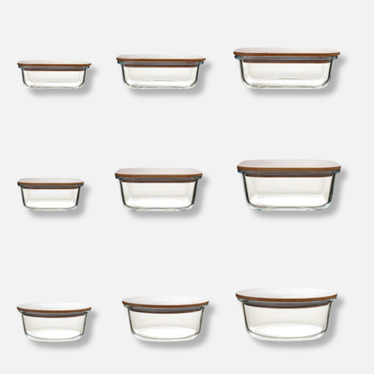 Bamboo Wooden Lid Glass Containers